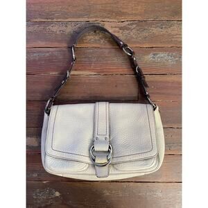 Coach Legacy Ivory Pebbled Leather Flap Shoulder Bag Silver Hardware